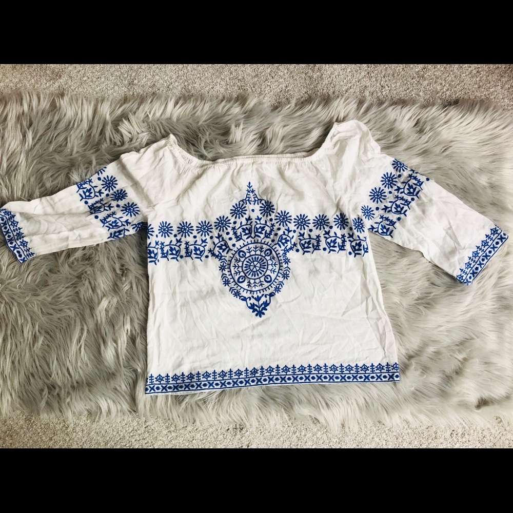 Gianni Bini embroidered off the shoulder top